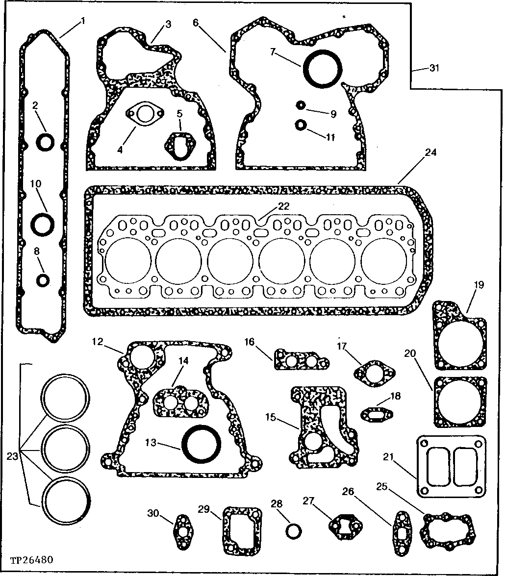 Схема запчастей John Deere 90D - 2 - ENGINE OVERHAUL GASKET SET 452 - ENGINE 4