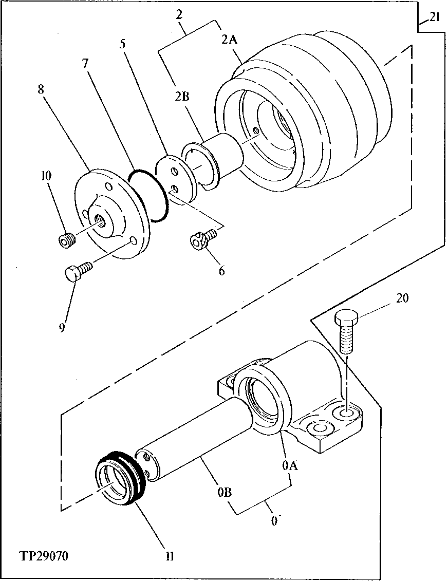 Схема запчастей John Deere 90D - 6 - UPPER ROLLER 130 - TRACKS 1