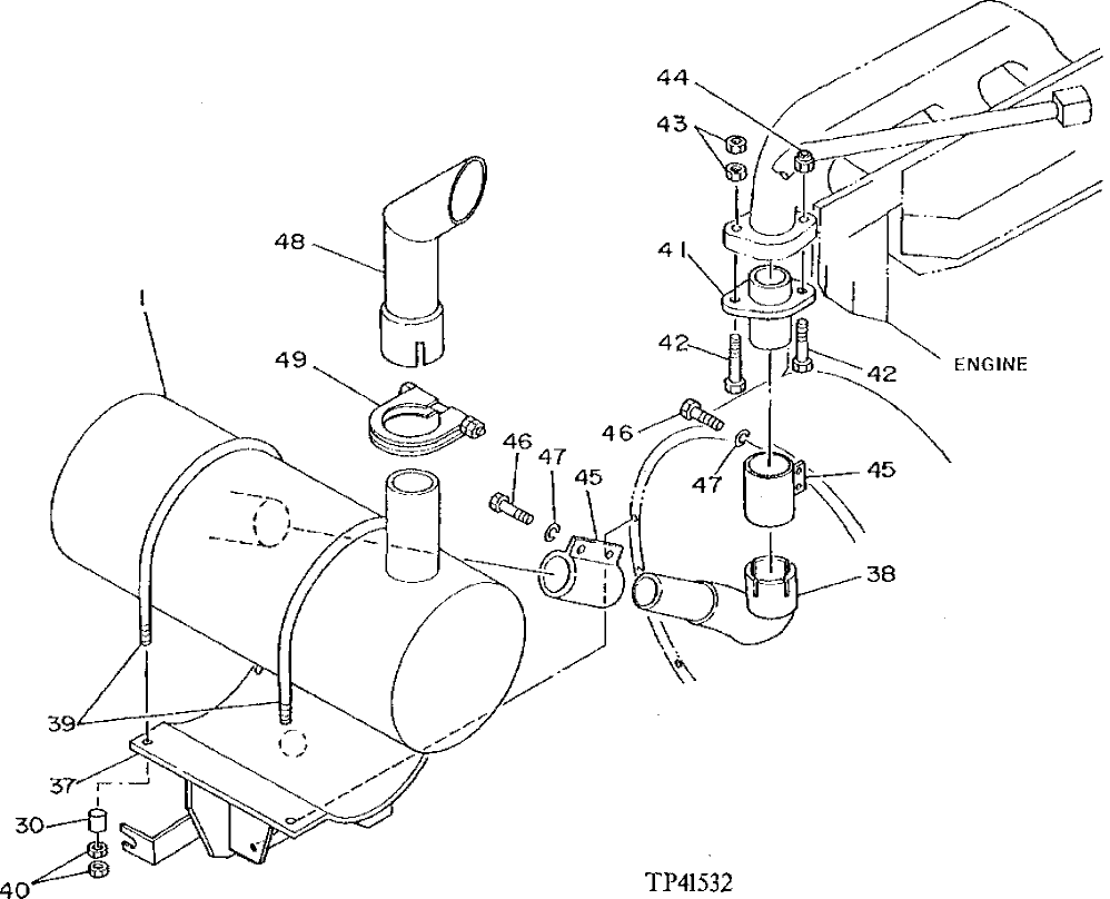 Схема запчастей John Deere 90D - 4 - MUFFLER 400 - ENGINE 4