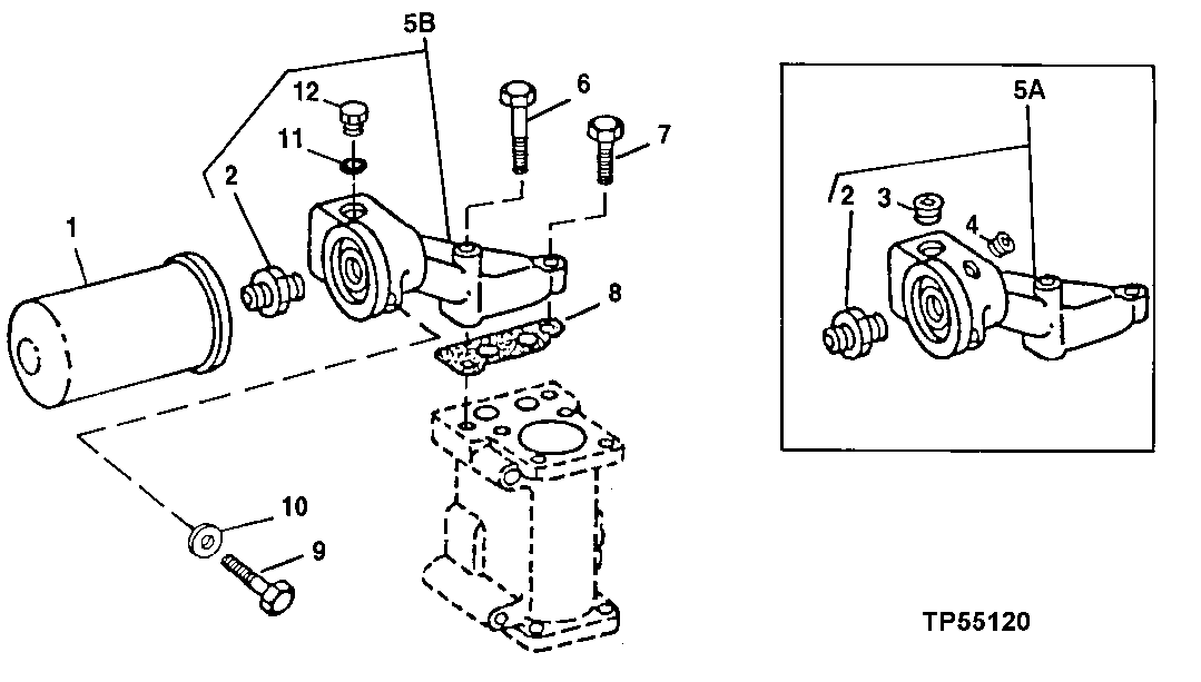 Схема запчастей John Deere 90D - 2 - ENGINE OIL FILTER AND OIL FILTER ADAPTER 407 - ENGINE 4