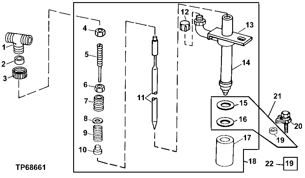 Схема запчастей John Deere 90D - 1 - FUEL INJECTION NOZZLE 413 - ENGINE 4