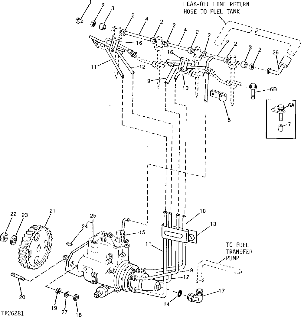 Схема запчастей John Deere 90D - 4 - FUEL INJECTION SYSTEM 413 - ENGINE 4