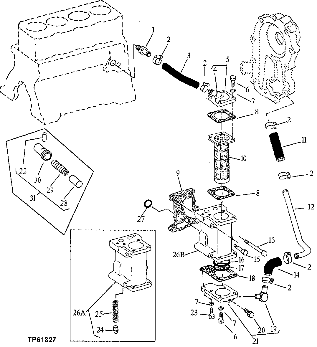 Схема запчастей John Deere 90D - 2 - ENGINE OIL COOLER 419 - ENGINE 4