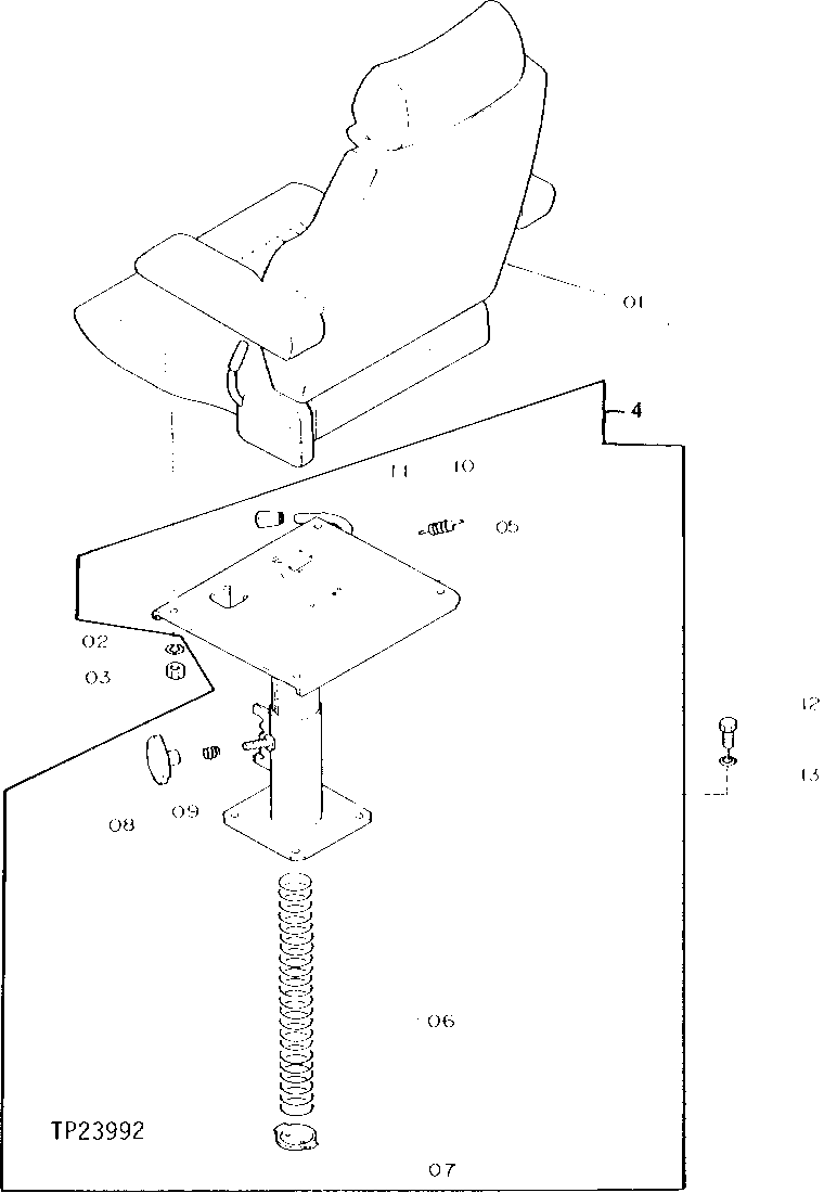 Схема запчастей John Deere 90D - 2 - SEAT AND SEAT SUPPORT 1821 - OPERATORS STATION 18