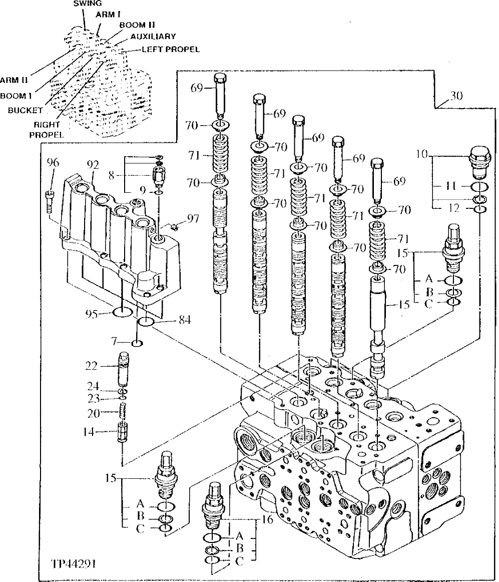 Схема запчастей John Deere 90D - 66 - CONTROL VALVE 3360 - EXCAVATOR 33