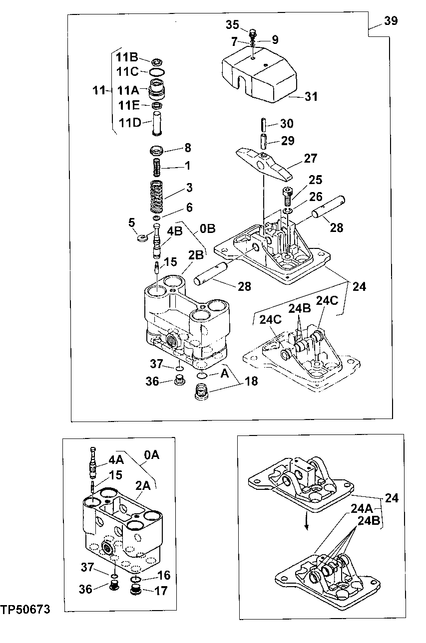 Схема запчастей John Deere 90D - 100 - FOOT PILOT CONTROL VALVE 3360 - EXCAVATOR 33