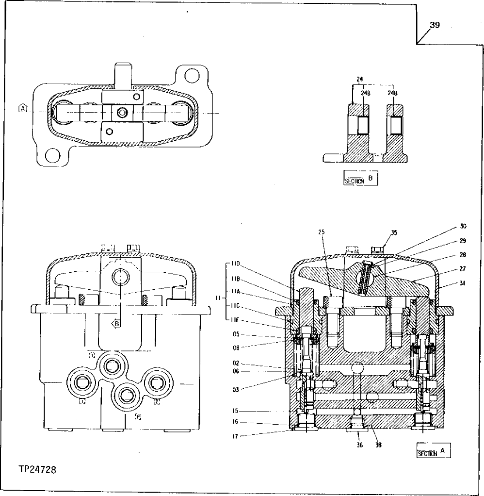 Схема запчастей John Deere 90D - 102 - AUXILIARY FUNCTION PILOT VALVE 3360 - EXCAVATOR 33