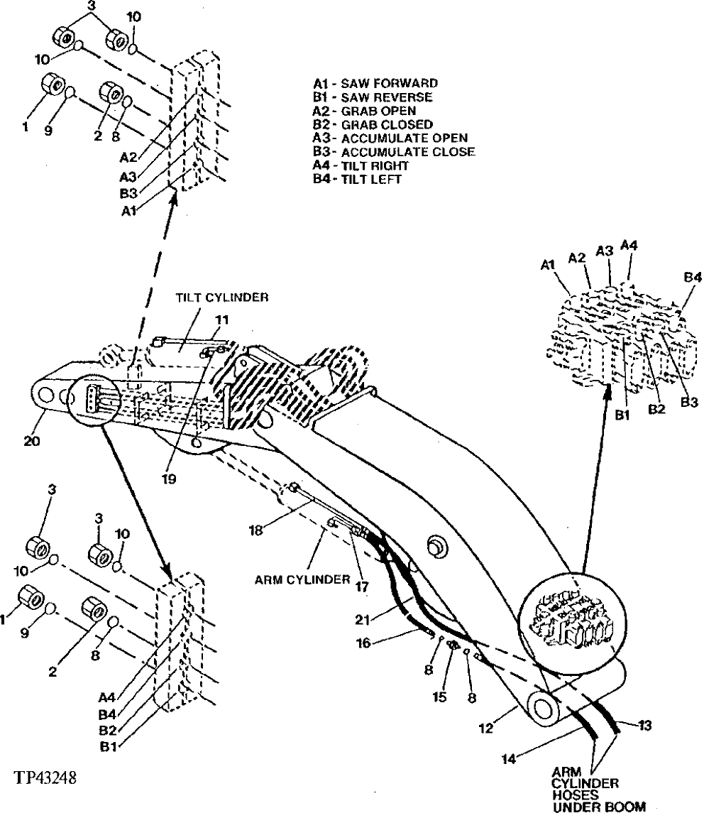 Схема запчастей John Deere 90D - 104 - BOOM AND ARM HOSES, LINES AND FITTINGS 3360 - EXCAVATOR 33