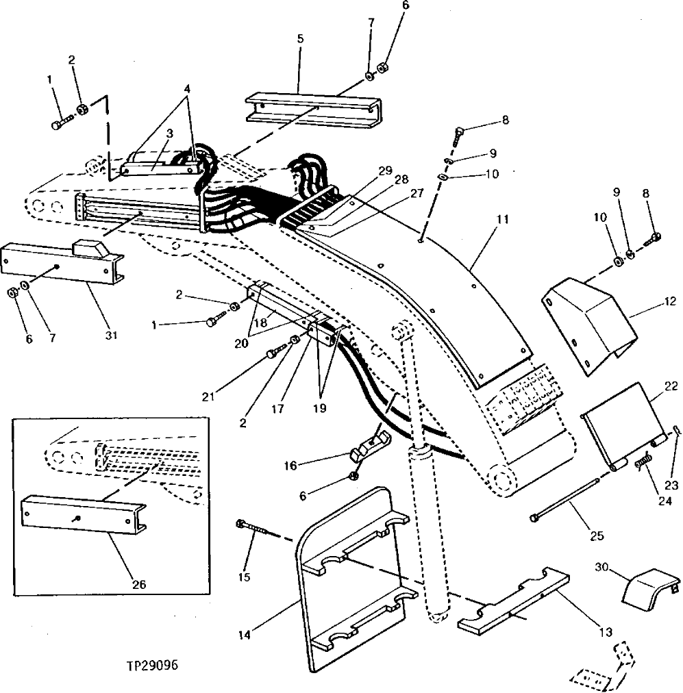 Схема запчастей John Deere 90D - 108 - BOOM AND ARM HYDRAULICS GUARDS 3360 - EXCAVATOR 33