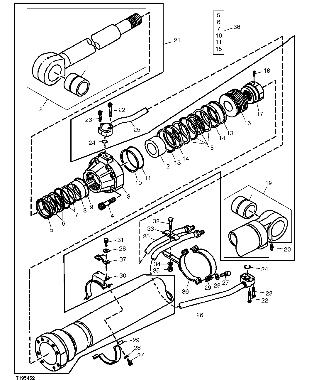 Схема запчастей John Deere 90D - 4 - LEFT BOOM CYLINDER (790D & 793D) ARM CYLINDER (793D) 3360 - EXCAVATOR 33