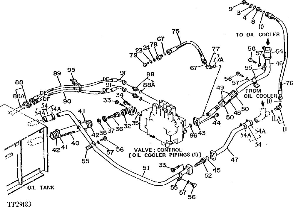 Схема запчастей John Deere 90D - 18 - OIL COOLER PLUMBING 3360 - EXCAVATOR 33