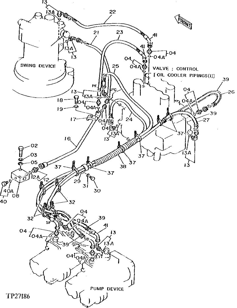 Схема запчастей John Deere 90D - 38 - PILOT PLUMBING 3360 - EXCAVATOR 33