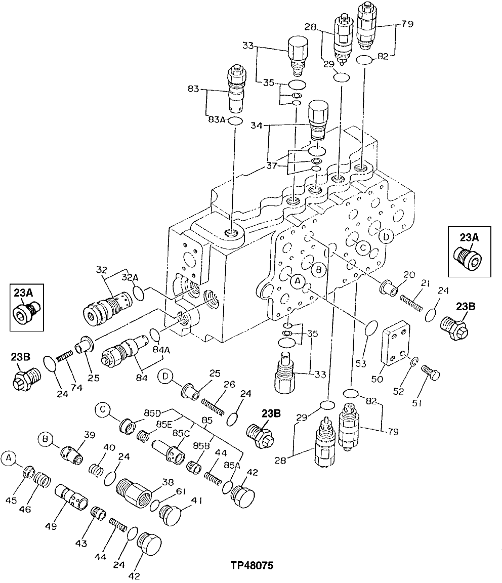 Схема запчастей John Deere 90D - 48 - CONTROL VALVE SECTIONS 3360 - EXCAVATOR 33