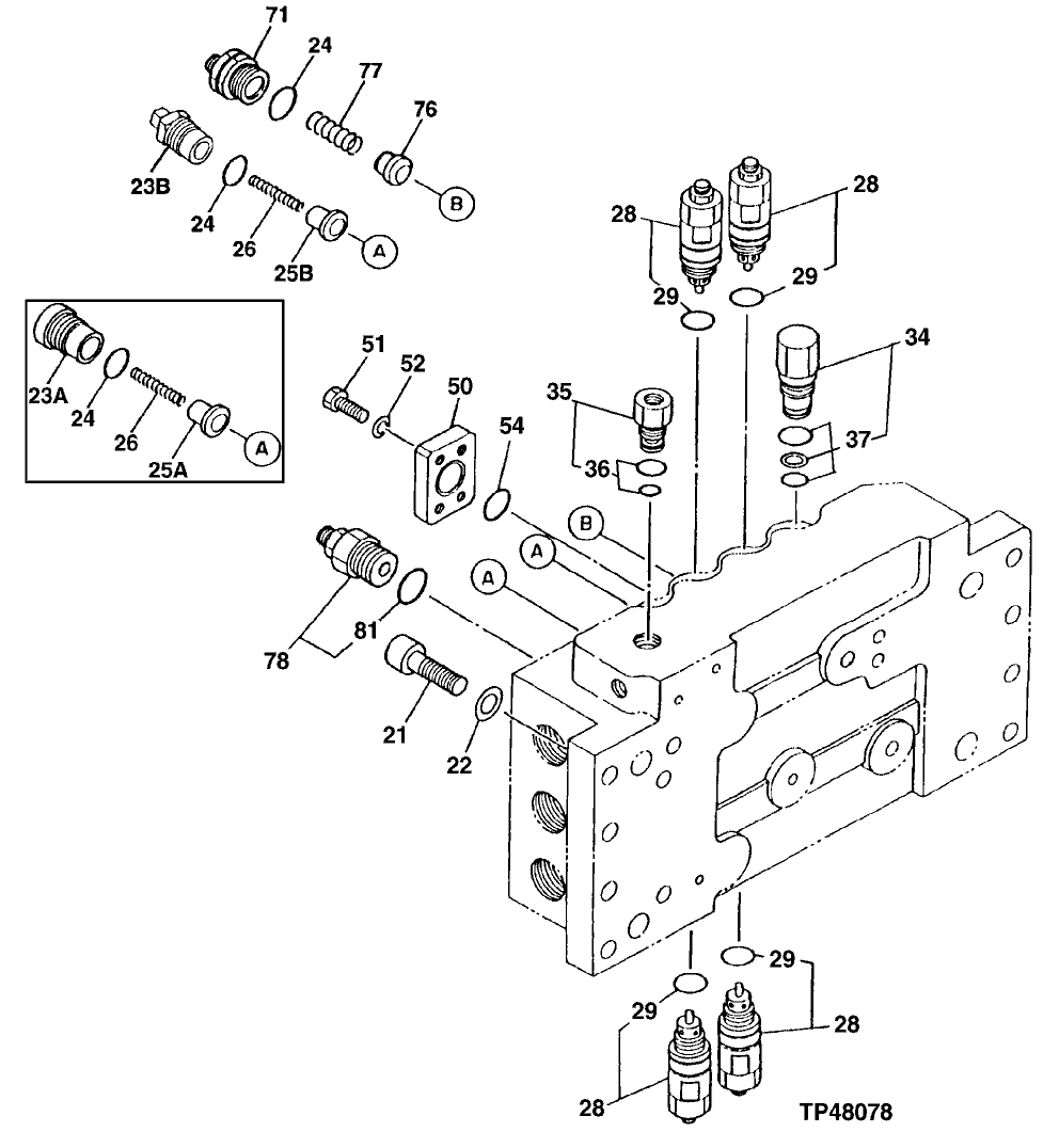 Схема запчастей John Deere 90D - 52 - CONTROL VALVE SECTIONS 3360 - EXCAVATOR 33