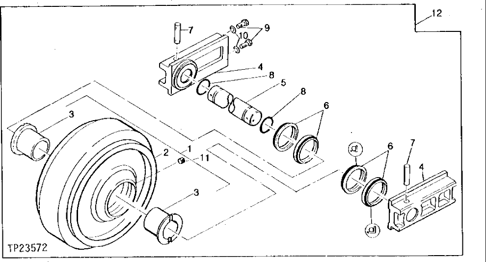 Схема запчастей John Deere 90D - 4 - FRONT IDLER 130 - TRACKS 1