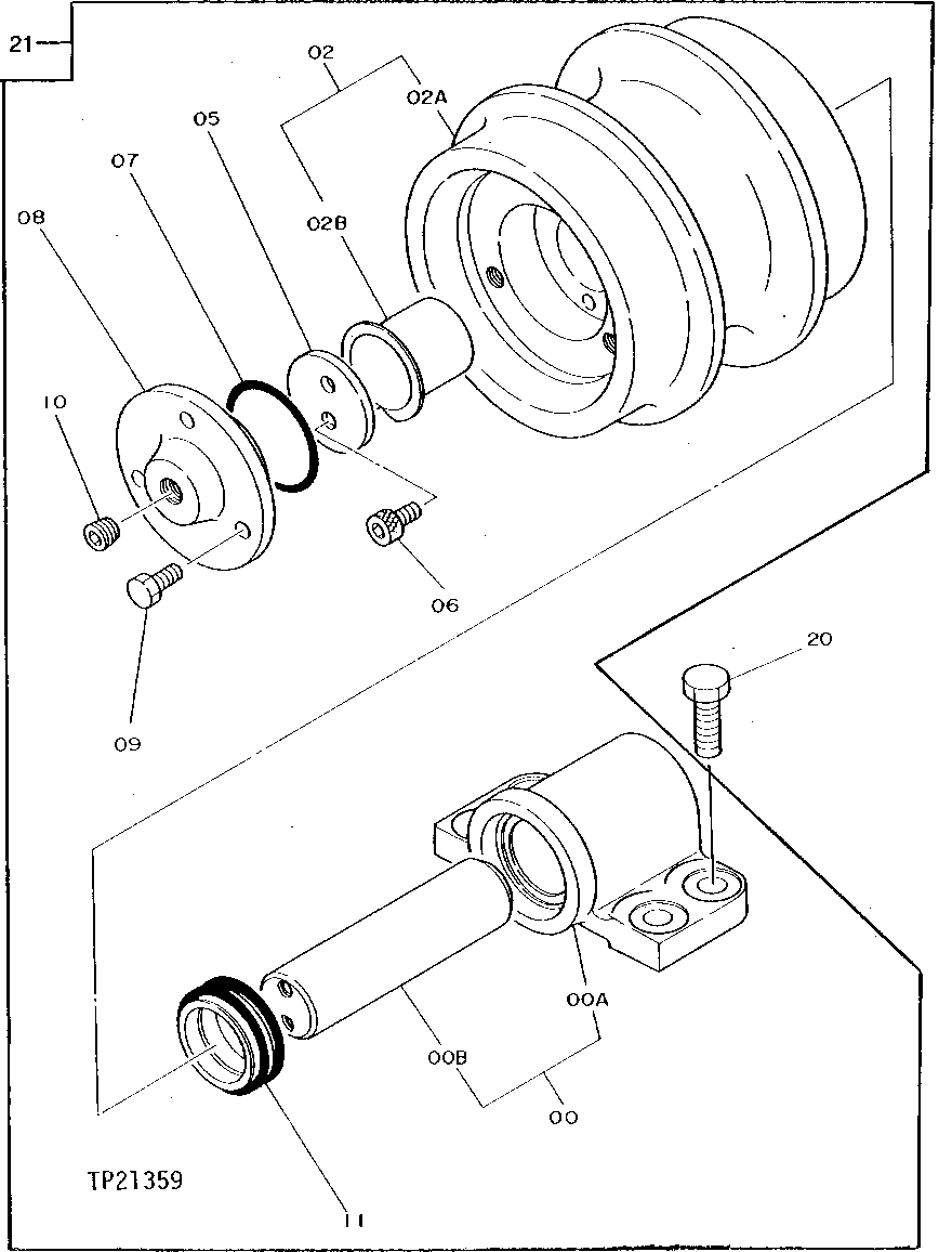 Схема запчастей John Deere 90D - 10 - UPPER ROLLER 130 - TRACKS 1