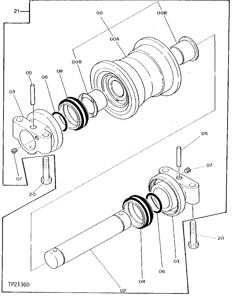 Схема запчастей John Deere 90D - 14 - LOWER ROLLER 130 - TRACKS 1