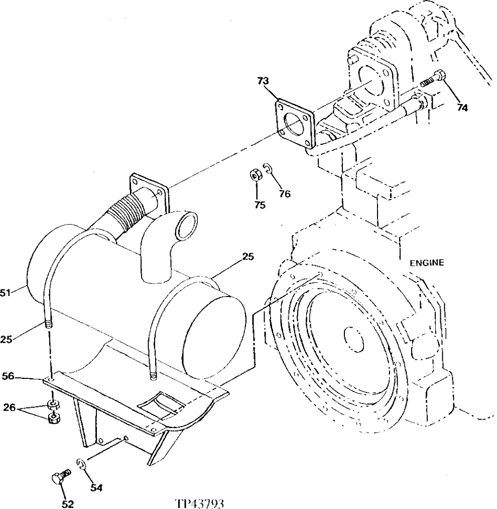 Схема запчастей John Deere 90D - 6 - REPLACEMENT MUFFLER 400 - ENGINE 4