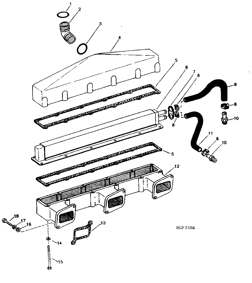 Схема запчастей John Deere 90D - 4 - AFTERCOOLER AND INTAKE MANIFOLD 414 - ENGINE 4