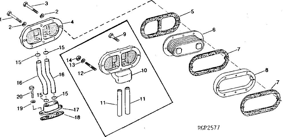 Схема запчастей John Deere 90D - 12 - ENGINE OIL COOLER 419 - ENGINE 4