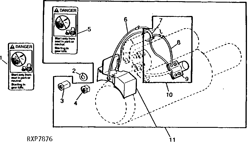 Схема запчастей John Deere 90D - 6 - STARTER SOLENOID COVER KIT 422 - ENGINE 4