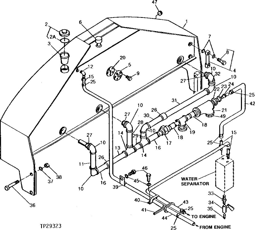 Схема запчастей John Deere 90D - 4 - FUEL TANK AND LINES 560 - ENGINE AUXILIARY SYSTEM 5