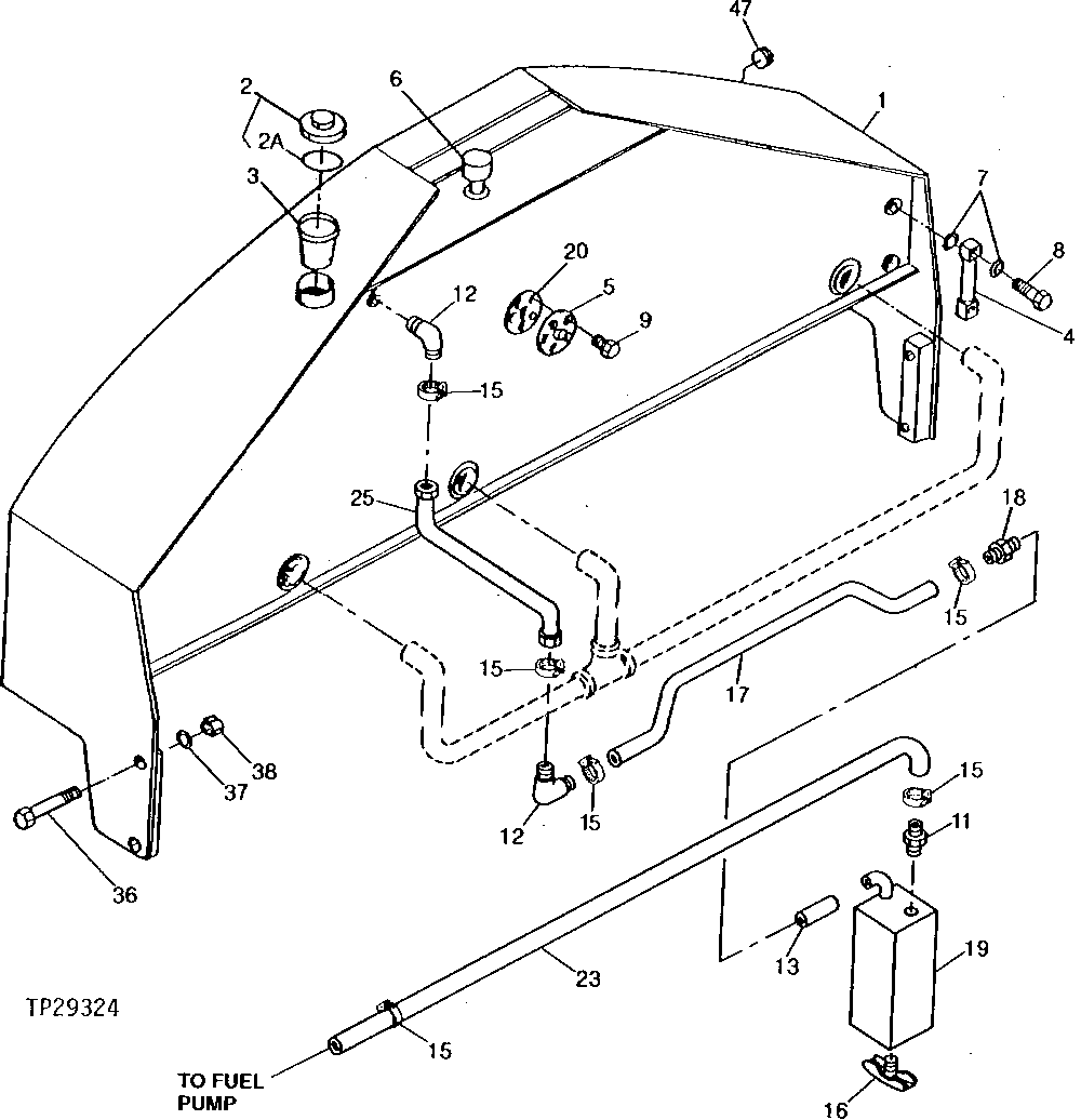 Схема запчастей John Deere 90D - 6 - FUEL TANK AND LINES 560 - ENGINE AUXILIARY SYSTEM 5