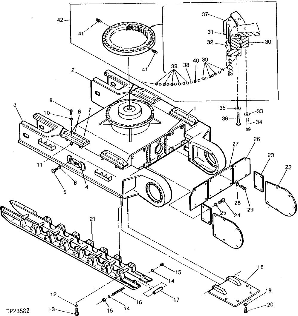 Схема запчастей John Deere 90D - 8 - SWING BEARING, UNDERCARRIAGE AND ROCK GUARDS 1740 - FRAME, CHASSIS OR SUPPORTING STRUCTURE 17