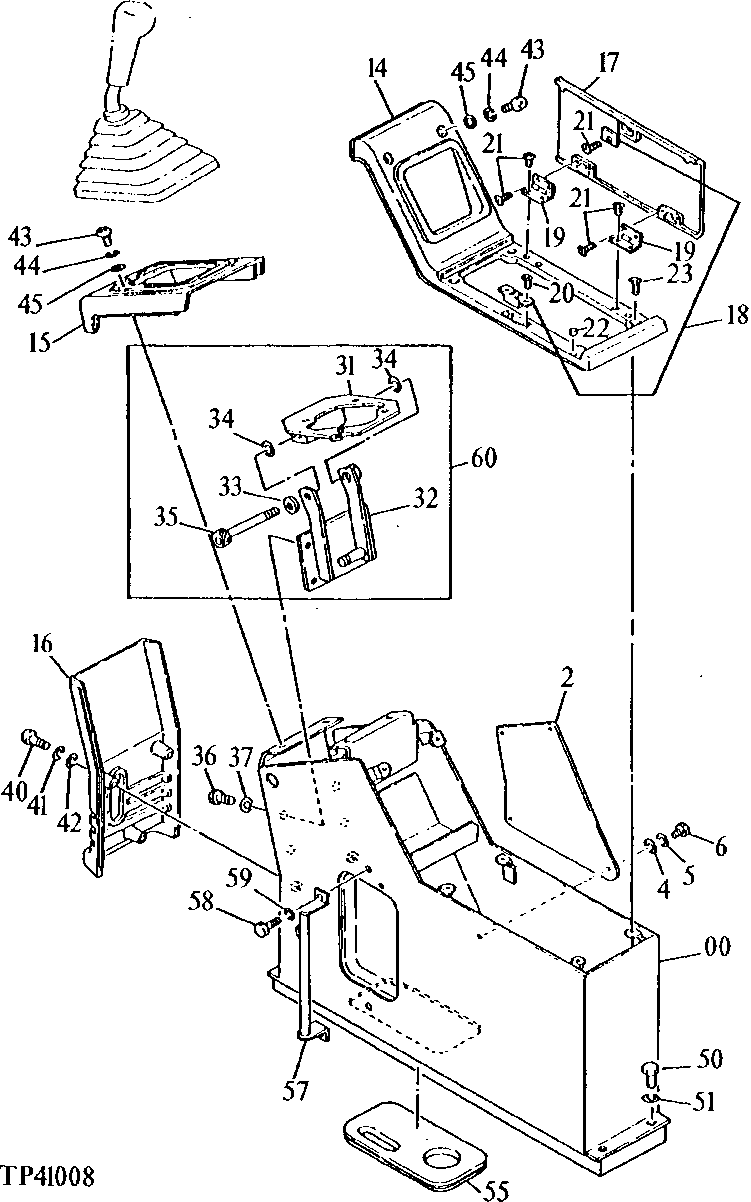 Схема запчастей John Deere 90D - 20 - LEVER STAND 1810 - OPERATORS STATION 18