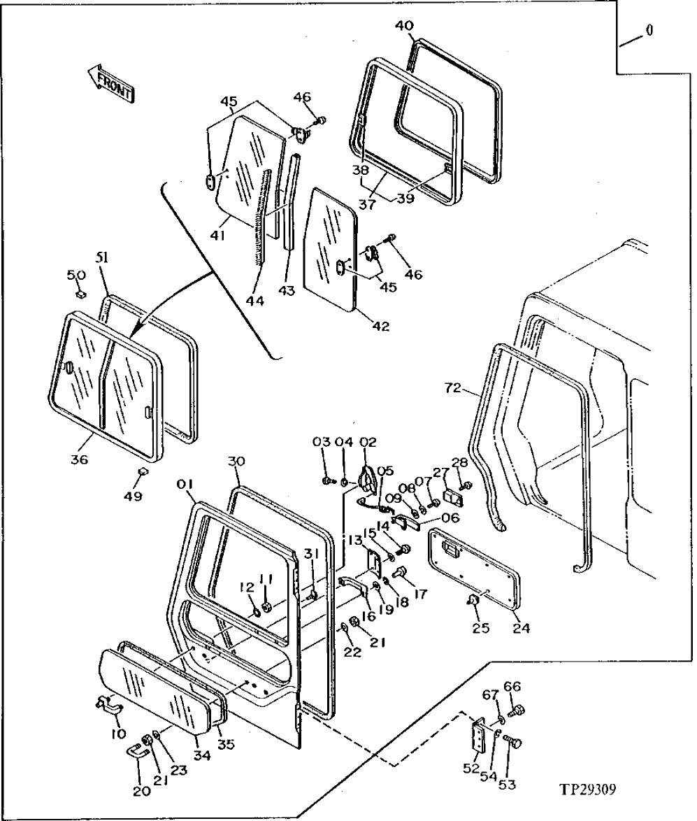 Схема запчастей John Deere 90D - 12 - CAB DOOR ASSEMBLY 1810 - OPERATORS STATION 18