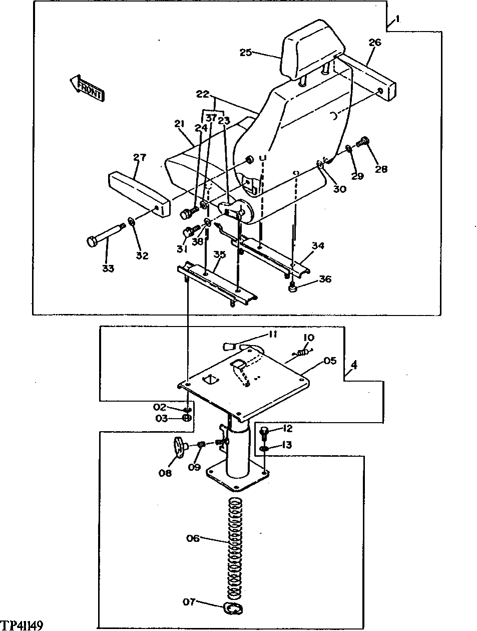 Схема запчастей John Deere 90D - 2 - SEAT AND SEAT SUPPORT 1821 - OPERATORS STATION 18