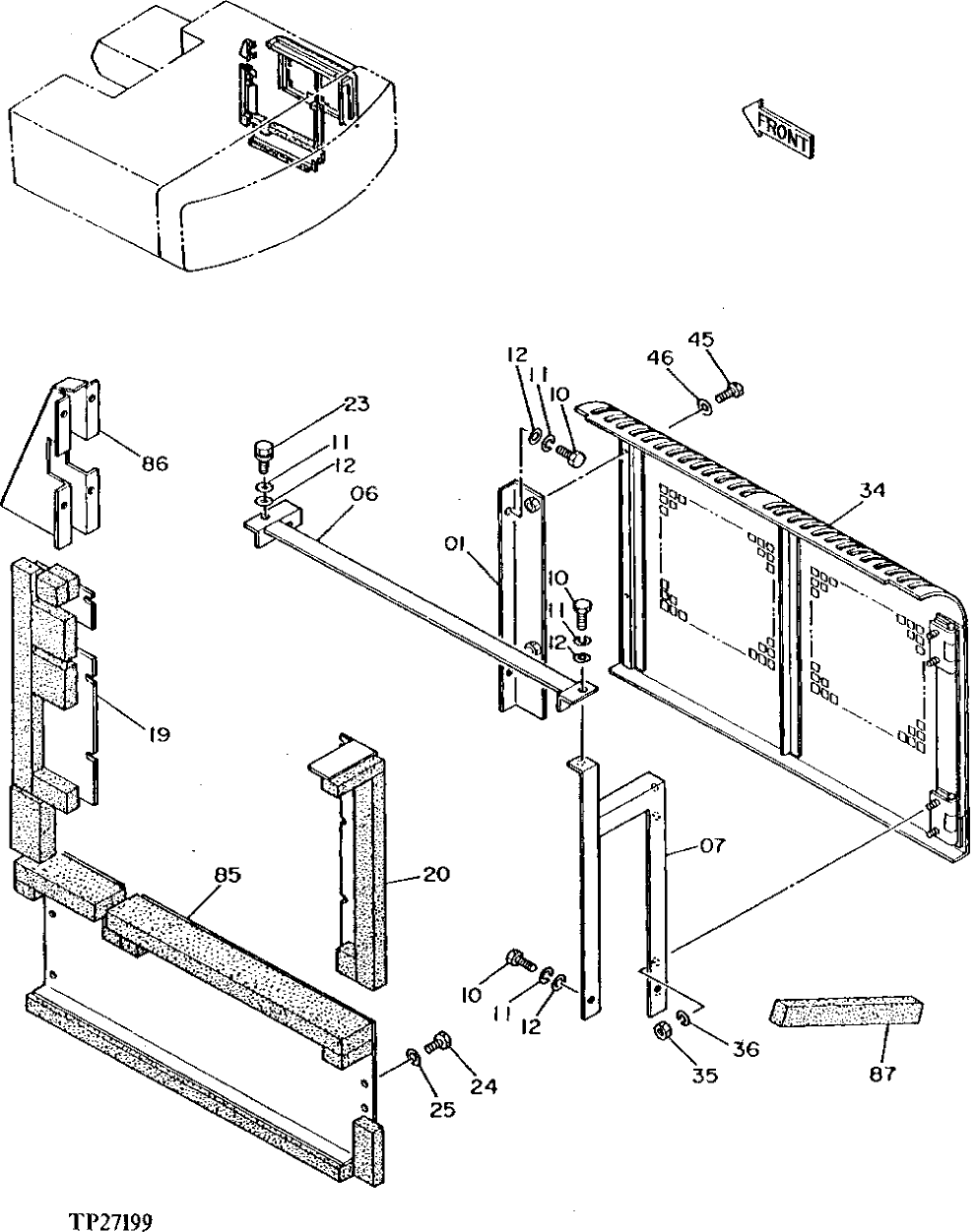 Схема запчастей John Deere 90D - 4 - SERVICE DOORS, COVERS AND HANDHOLDS 1910 - SHEET METAL AND STYLING 19