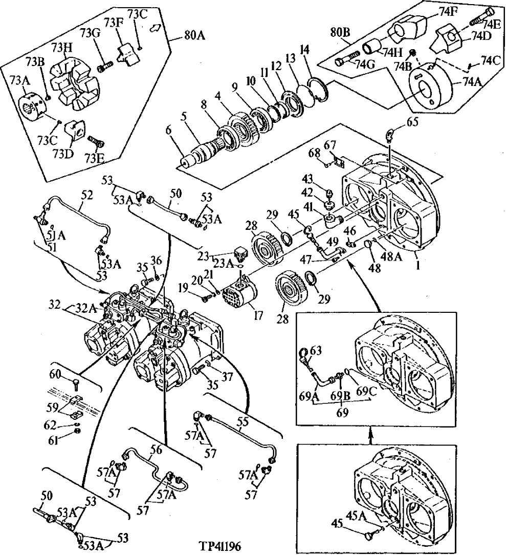 Схема запчастей John Deere 90D - 2 - MAIN HYDRAULIC PUMP, GEARBOX AND DRIVE 2160 - MAIN HYDRAULIC SYSTEM 21