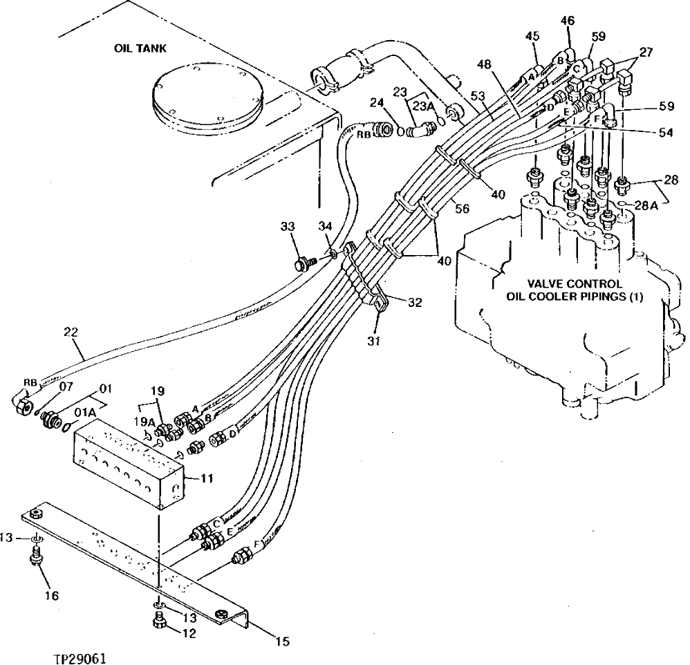 Схема запчастей John Deere 90D - 8 - PILOT PIPINGS 2160 - MAIN HYDRAULIC SYSTEM 21