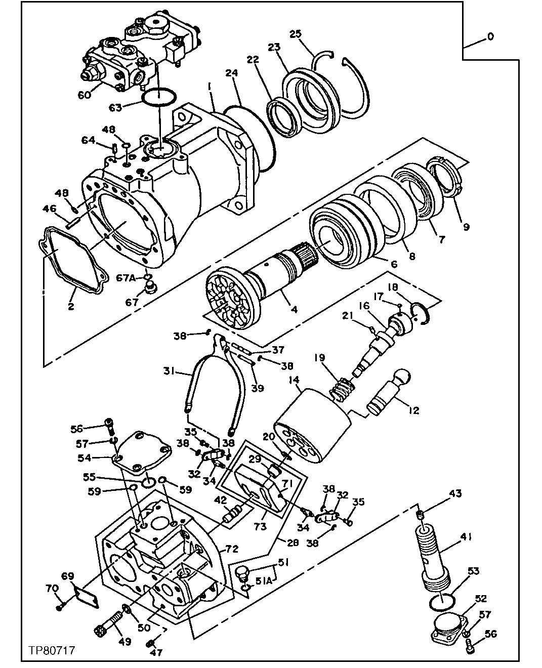 Схема запчастей John Deere 90D - 14 - SINGLE PUMP 2160 - MAIN HYDRAULIC SYSTEM 21