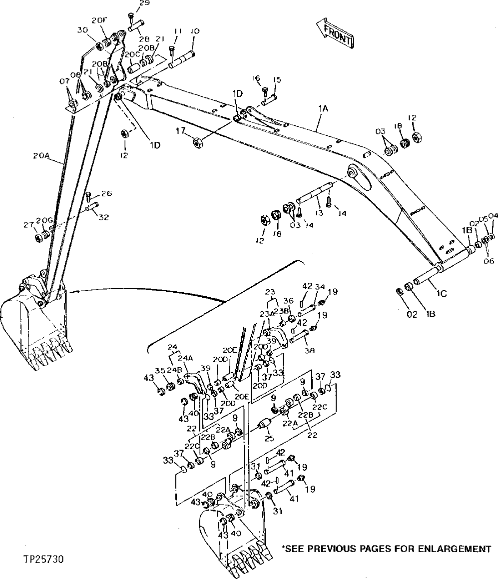 Схема запчастей John Deere 90D - 6 - SUPER LONG FRONT ARM AND BOOM 3344 - EXCAVATOR 33