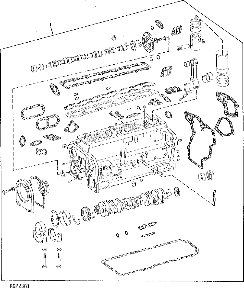 Схема запчастей John Deere 92DLC - 28 - Engine Short Block (Without Head Bolts) 0404 Cylinder Block 6466AT014 6466AT014