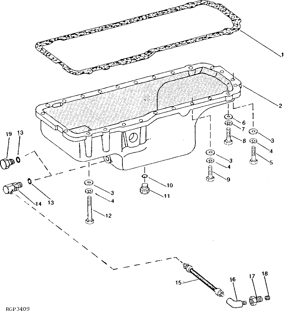 Схема запчастей John Deere 92DLC - 35 - Oil Pan ( - 362027) 0407 OILING SYSTEM 6466AT014 6466AT014