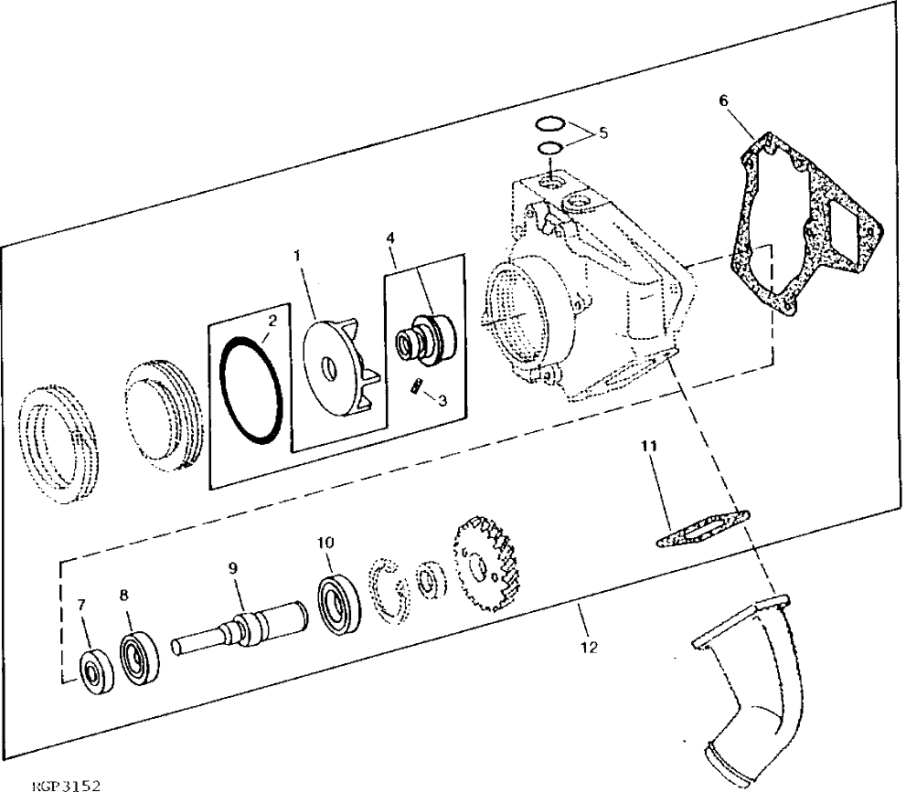 Схема запчастей John Deere 92DLC - 61 - Water Pump Repair Kit 0417 Water Pump 6466AT014 6466AT014