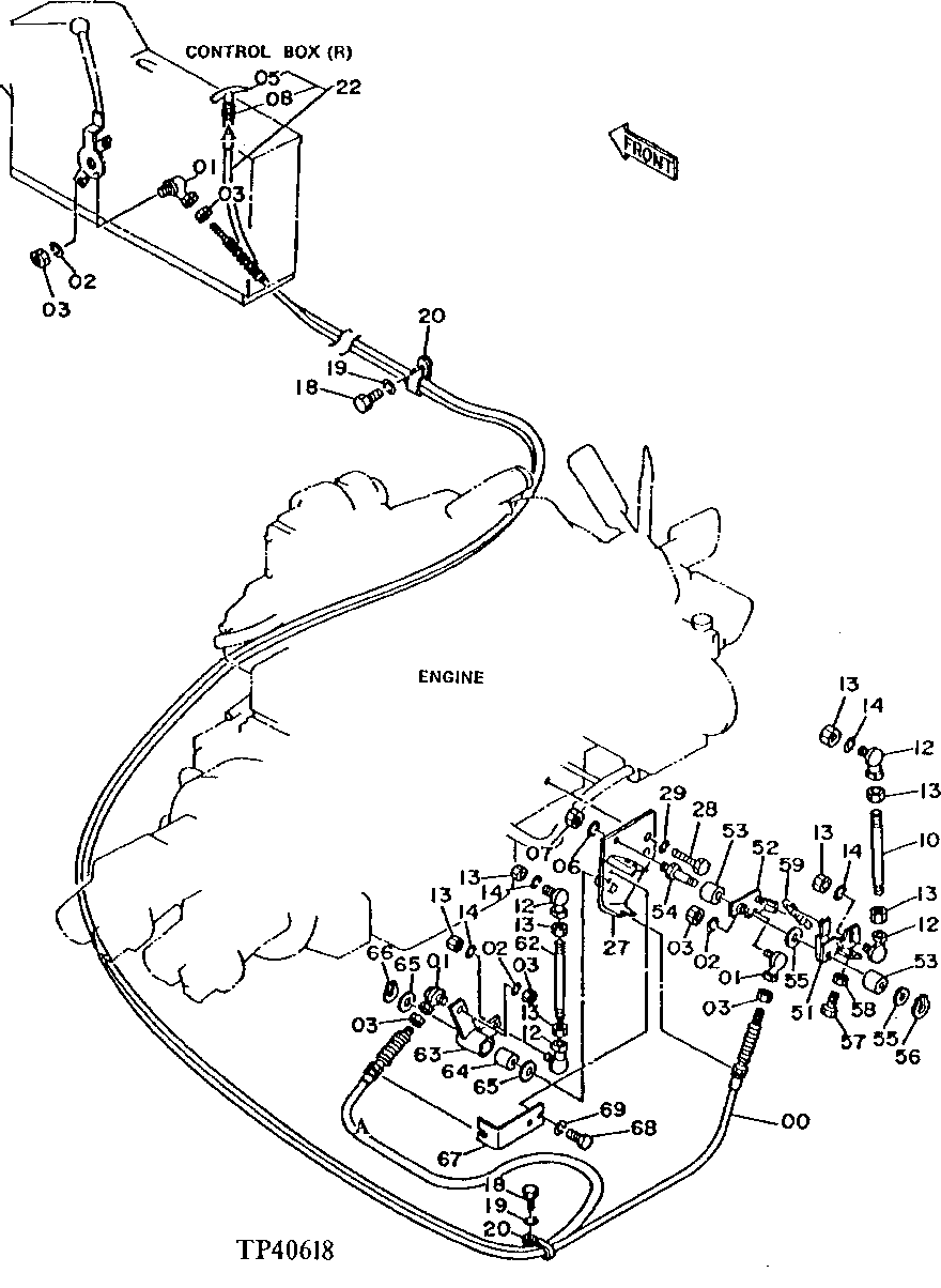 Схема запчастей John Deere 92DLC - 96 - ENGINE CONTROL LEVER 0515 SPEED CONTROLS