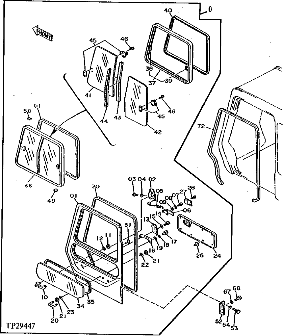 Схема запчастей John Deere 92DLC - 127 - Cab Door 1810 Operator Enclosure