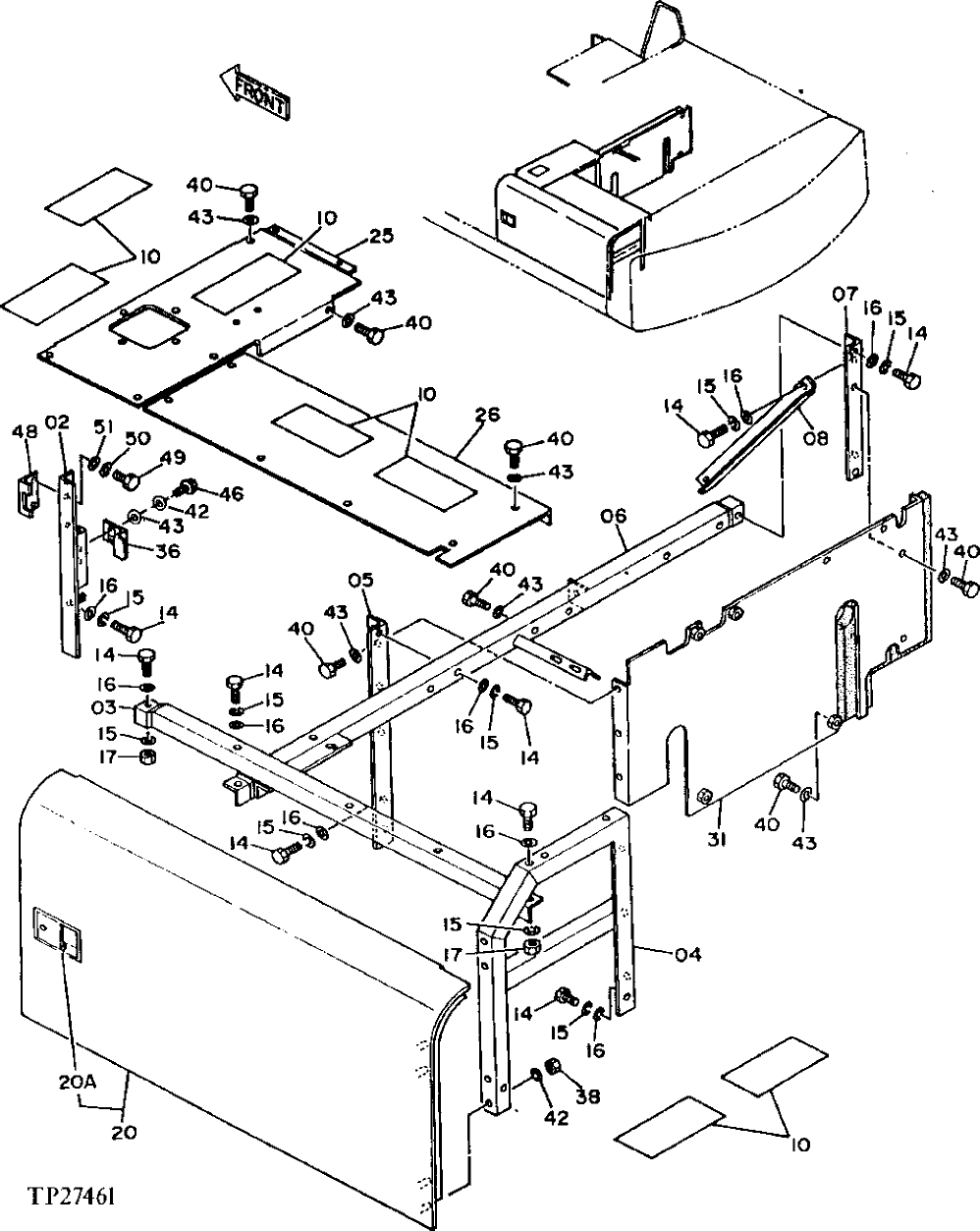 Схема запчастей John Deere 92DLC - 148 - ENGINE COMPARTMENT SERVICE DOORS 1910 Hood Or Engine Enclosure