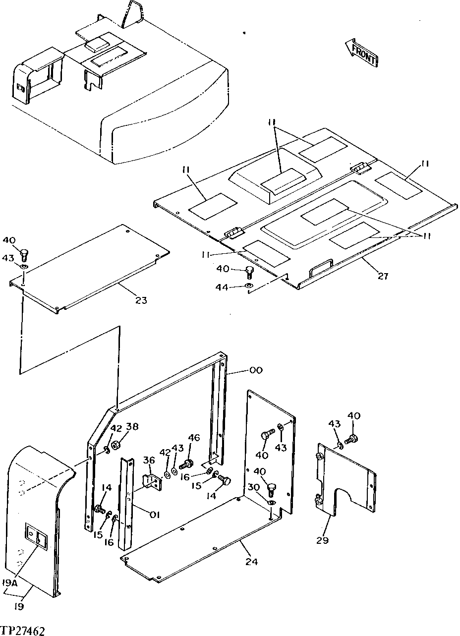 Схема запчастей John Deere 92DLC - 149 - ENGINE COMPARTMENT SERVICE DOORS 1910 Hood Or Engine Enclosure