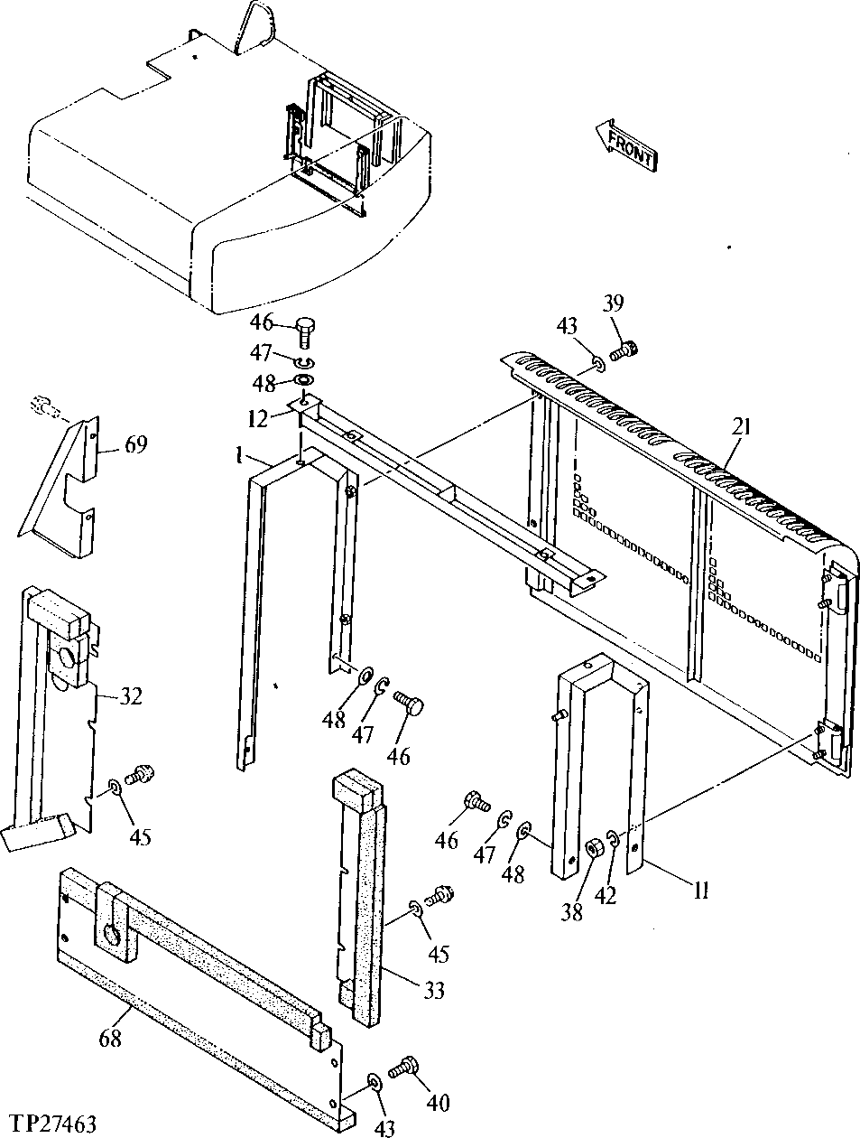 Схема запчастей John Deere 92DLC - 150 - ENGINE COMPARTMENT SERVICE DOORS 1910 Hood Or Engine Enclosure