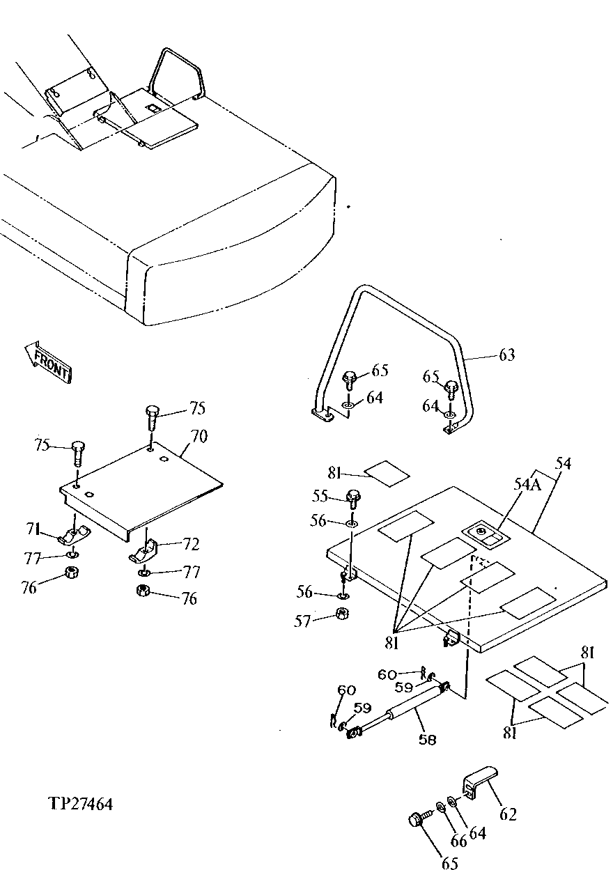 Схема запчастей John Deere 92DLC - 151 - ENGINE COMPARTMENT SERVICE DOORS 1910 Hood Or Engine Enclosure