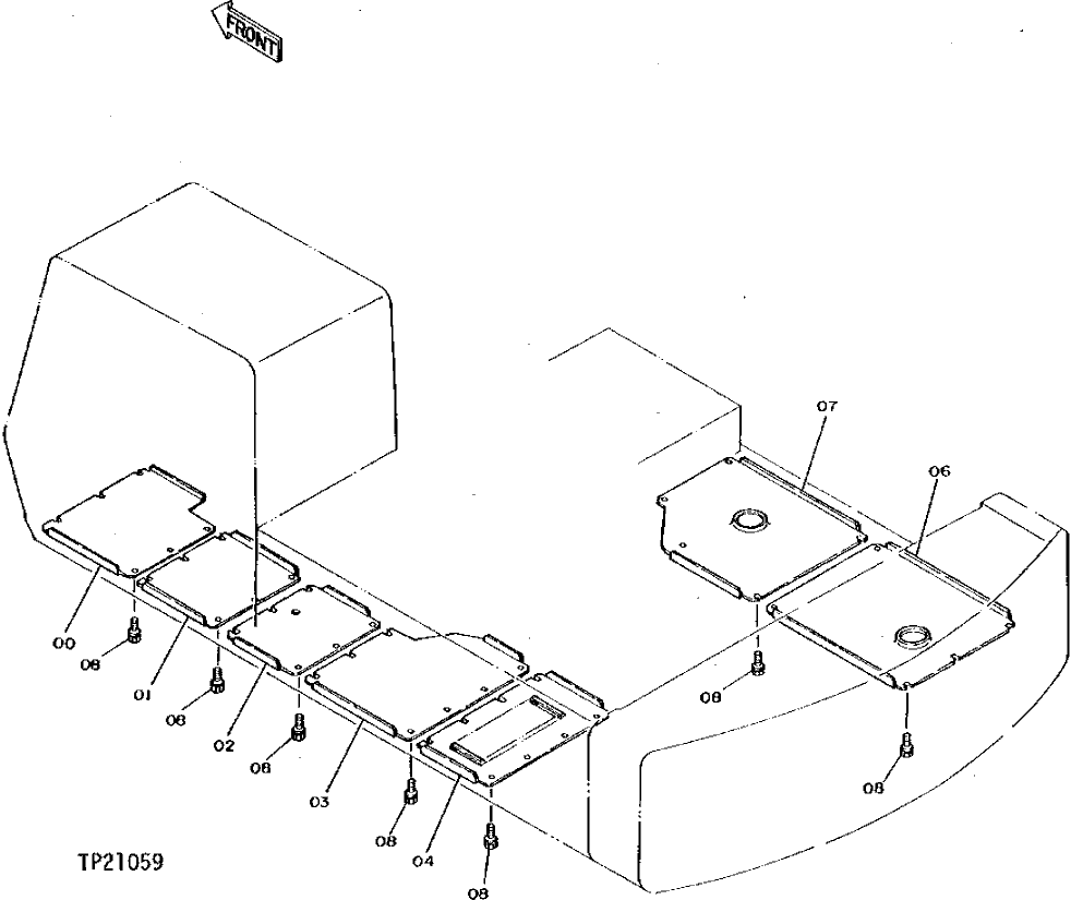 Схема запчастей John Deere 92DLC - 153 - ENGINE COMPARTMENT BOTTOM COVER 1910 Hood Or Engine Enclosure