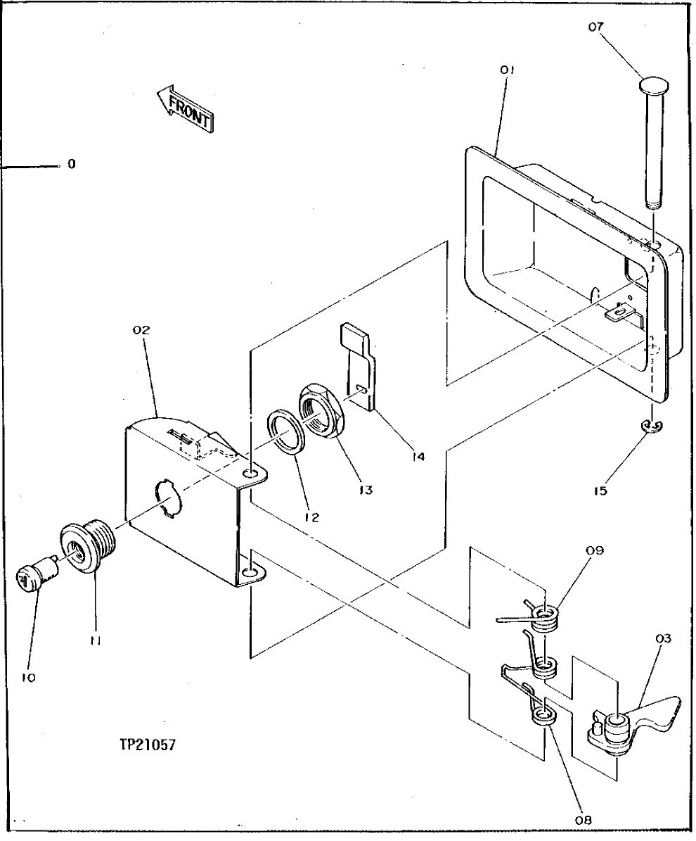 Схема запчастей John Deere 92DLC - 155 - DOOR LOCK 1910 Hood Or Engine Enclosure