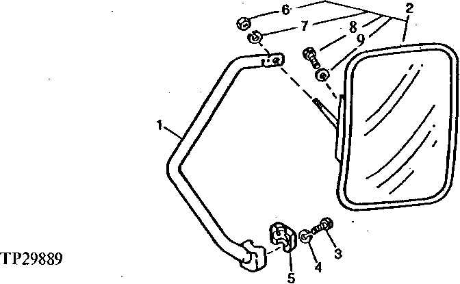 Схема запчастей John Deere 92DLC - 157 - Outside Mirror (Right) (006478 - ) 2002 Mirror