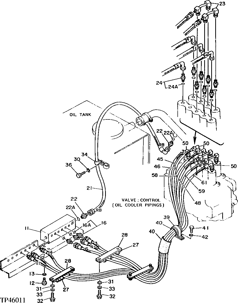 Схема запчастей John Deere 92DLC - 170 - PILOT PLUMBING 2160 HYDRAULIC SYSTEM