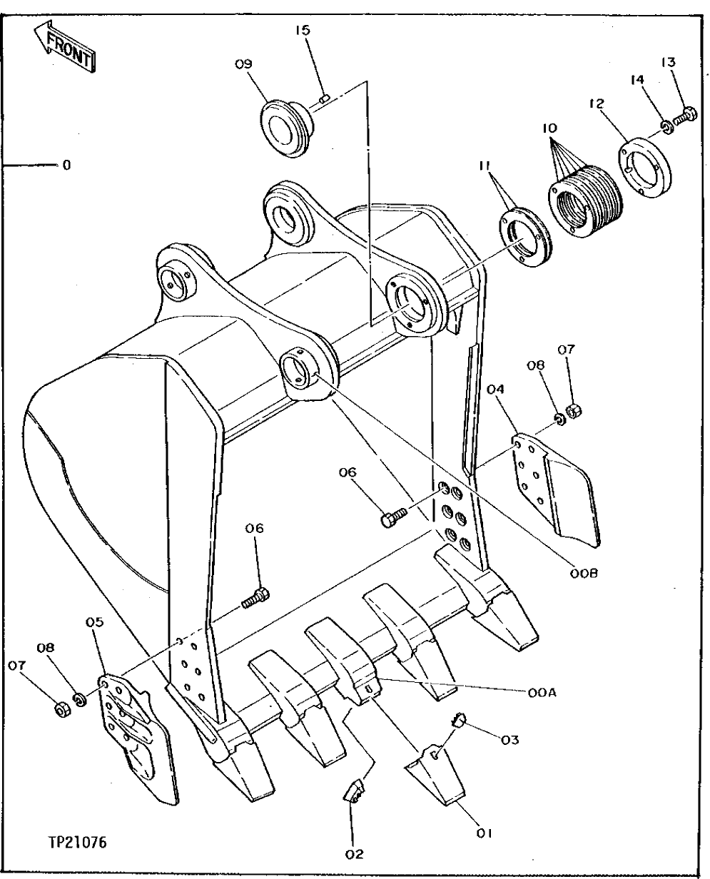 Схема запчастей John Deere 92DLC - 175 - Bucket (1-3/4 Cubic Yard) 3302 BUCKETS, TEETH, SHANKS AND SIDECUTTERS